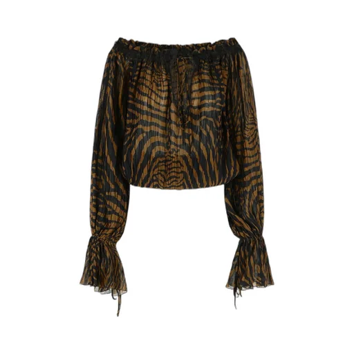 Blumarine Zebra Printed Boat Neckline Blouse