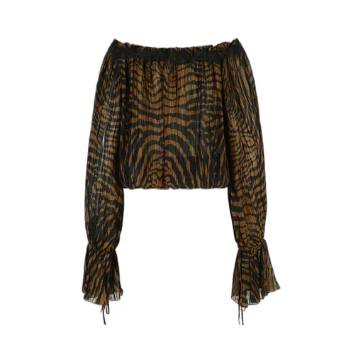 Blumarine Zebra Printed Boat Neckline Blouse