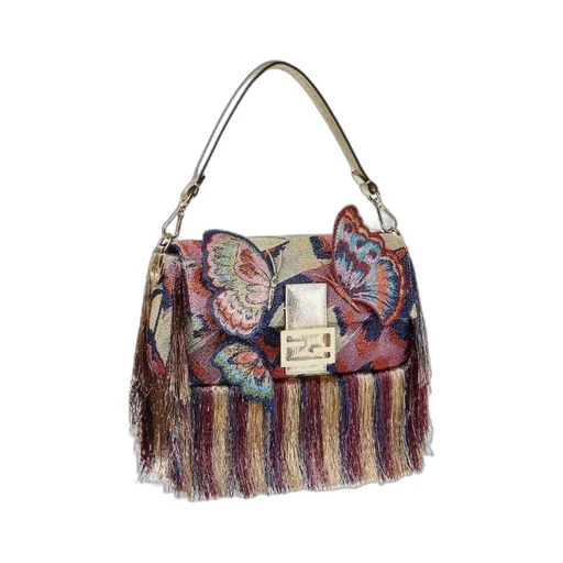 Baguette® Bag With Multicolour Lamé Night Butterfly Embroidery