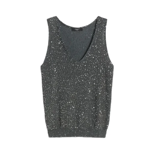Sleeveless Sequined Knit Top