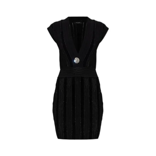 Balmain Shimmering Sequins V-Neck Dress