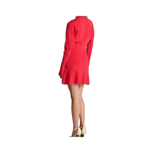 Balmain Turtleneck Long-Sleeve Knit Dress