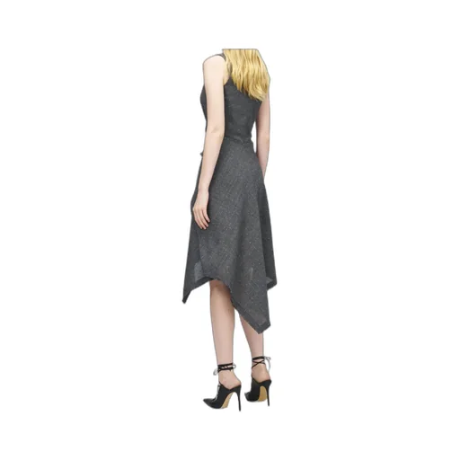 Alexander Mcqueen Flecked Glen Check Asymmetric Dress
