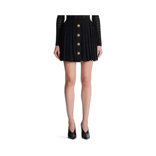 Balmain Pleated Button Detailed Skirt