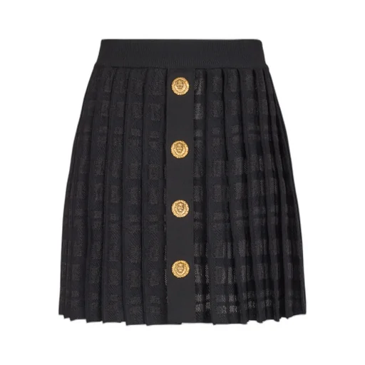 Balmain Pleated Button Detailed Skirt