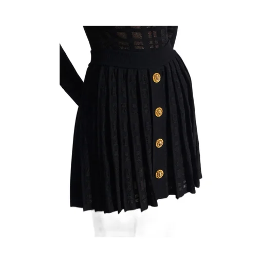 Balmain Pleated Button Detailed Skirt