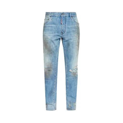 Dsquared2 Logo-Patch Distressed Teddy Jeans