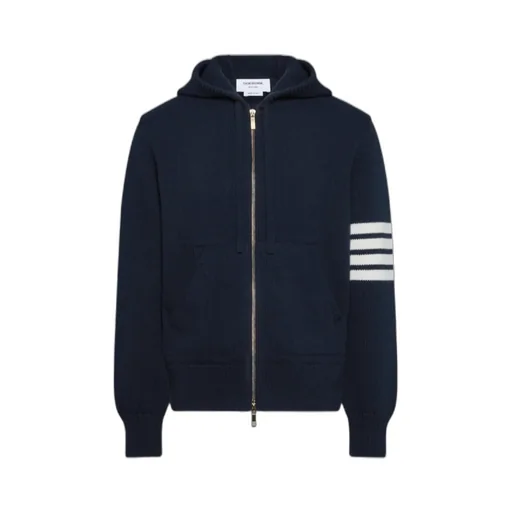 4-Bar Stripe-Detail Zip-Up Hoodie