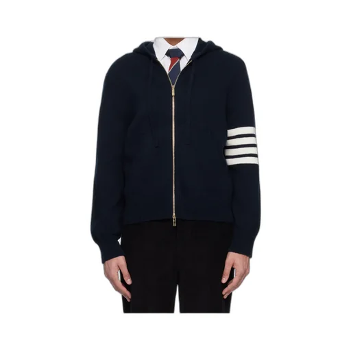 4-Bar Stripe-Detail Zip-Up Hoodie
