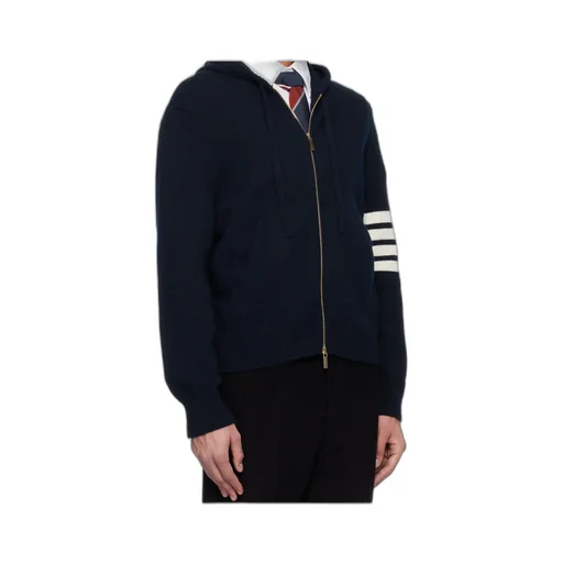 4-Bar Stripe-Detail Zip-Up Hoodie