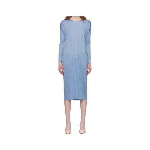 Pleated Knit Midi Dress