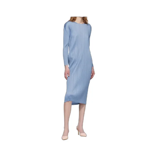 Pleated Knit Midi Dress