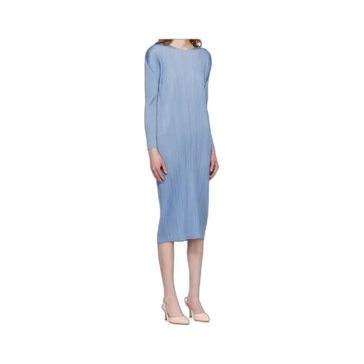 Pleated Knit Midi Dress