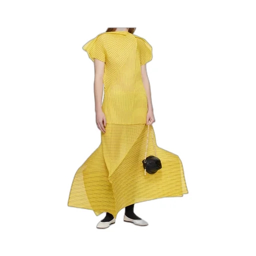 Pleated Semi-Transparent Midi Skirt