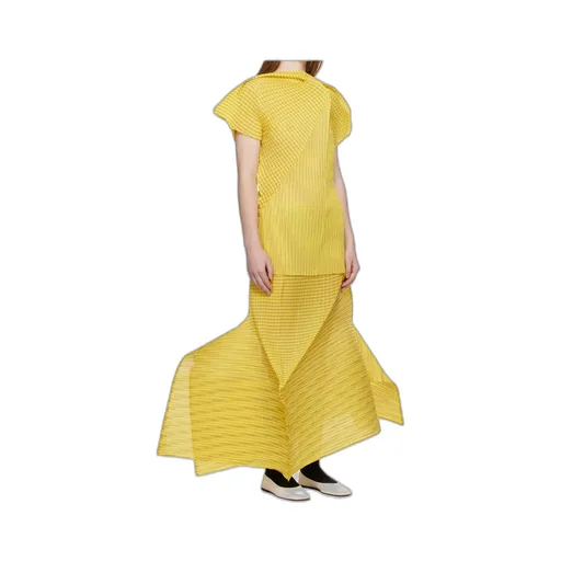 Pleated Semi-Transparent Midi Skirt