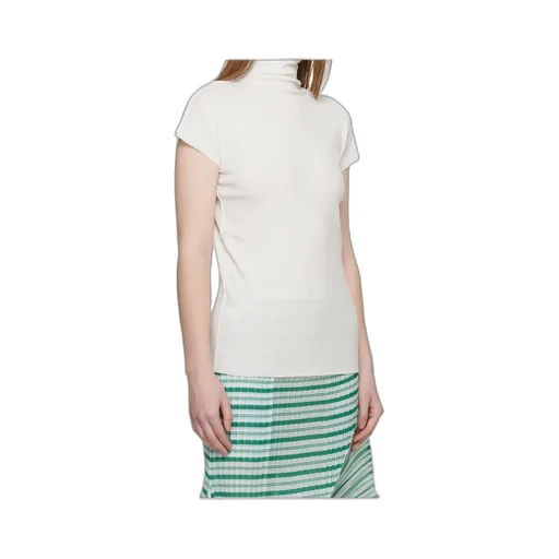 High-Neck Cap Sleeve Knit Sweater
