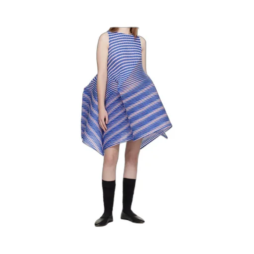 Issey Miyake Striped Asymmetric Dress
