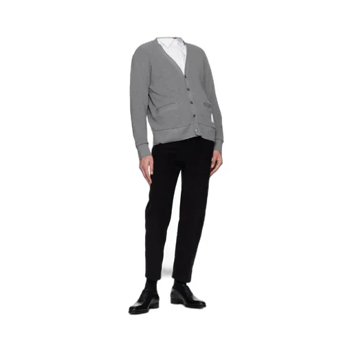 Thom Browne V-Neck 4-Bar Intarsia Cardigan