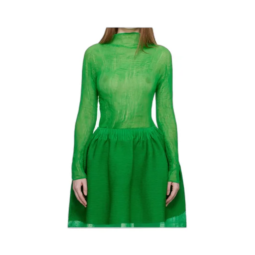 Pleated Turtleneck Blouse