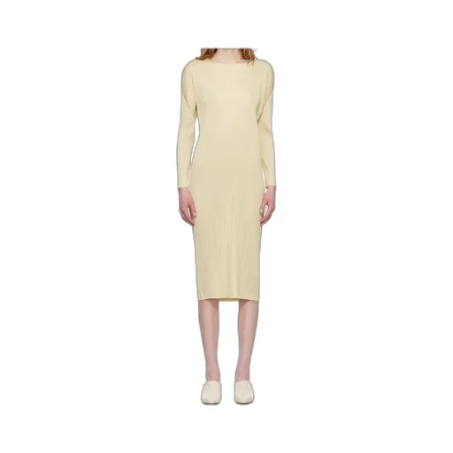 Pleated Knit Midi Dress