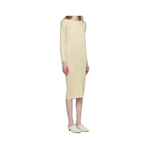 Pleated Knit Midi Dress