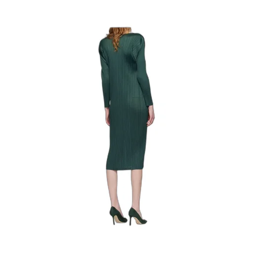 Pleated Knit Midi Dress