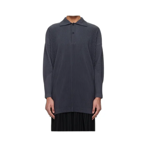 Pleated Knit Polo Shirt