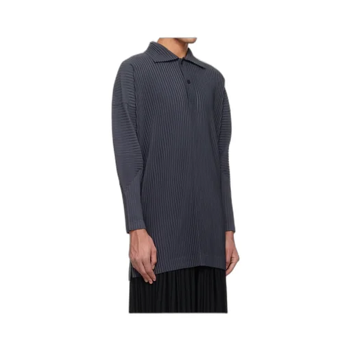 Pleated Knit Polo Shirt