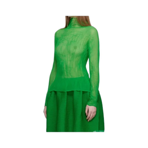 Pleated Turtleneck Blouse
