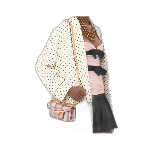 Valentino Locò Foldover Top Striped Small Shoulder Bag