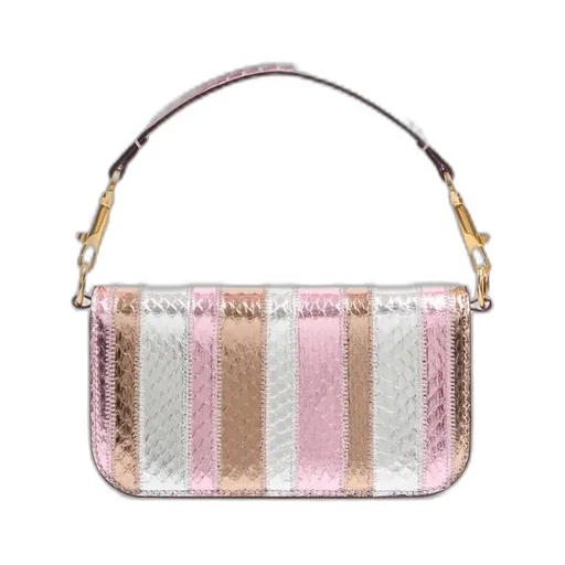 Valentino Locò Foldover Top Striped Small Shoulder Bag