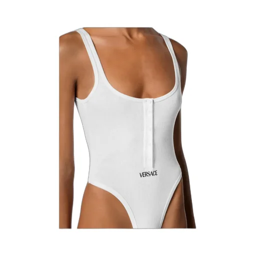 Versace Logo-Embroidered Ribbed Bodysuit