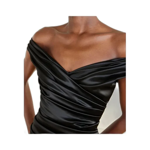 Off-Shoulder Pleated Dress