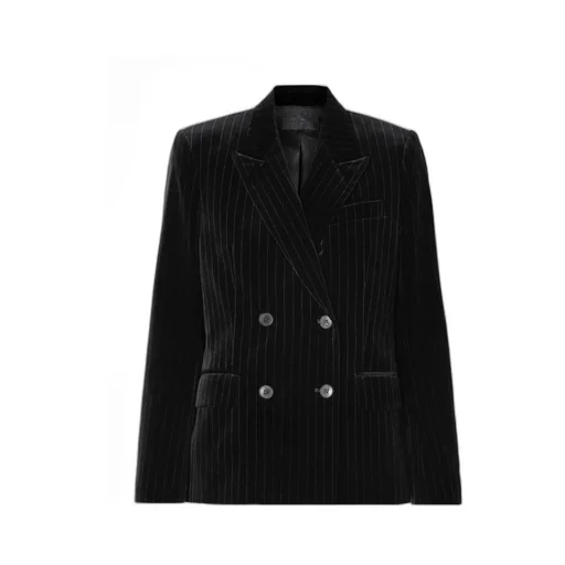 Double-Breasted Metallic Striped Blazer