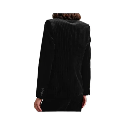 Double-Breasted Metallic Striped Blazer