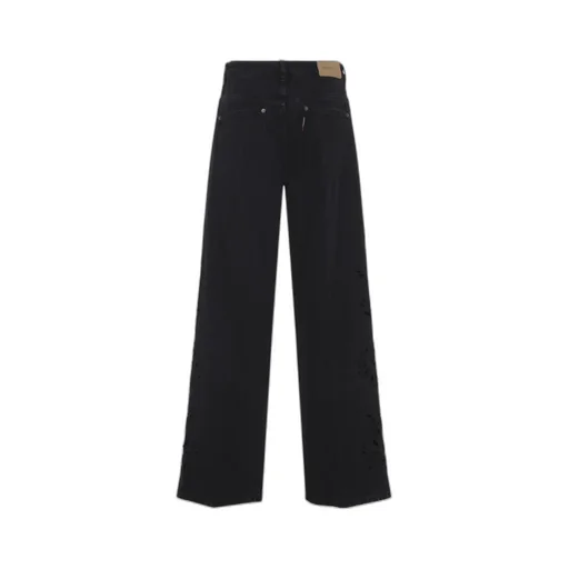 Floral-Appliqué Five-Pockets Jeans