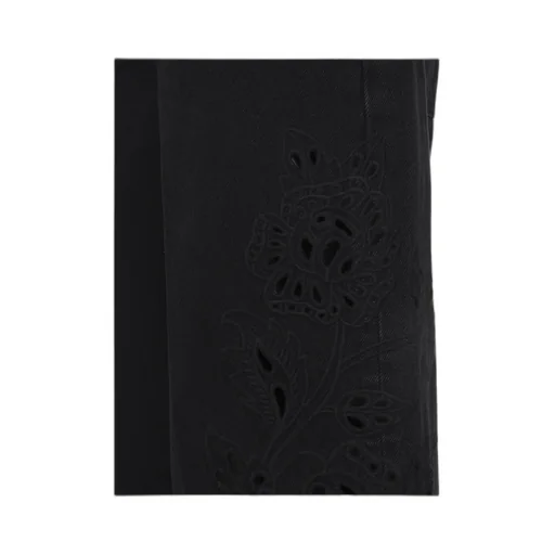Floral-Appliqué Five-Pockets Jeans