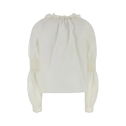 Alberta Ferretti V-Neck Ruffled Poplin Shirt