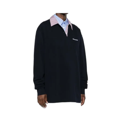 Miu Miu Logo-Embroidered Long-Sleeved Polo Shirt