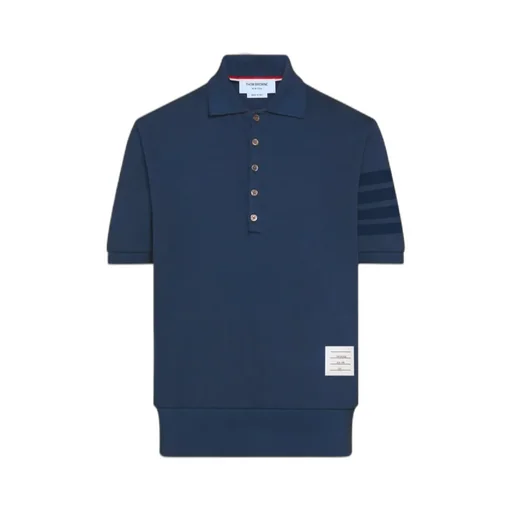 Thom Browne Ottoman 4-Bar Logo Patch Polo Shirt
