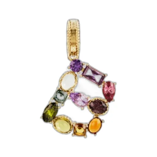 Rainbow Alphabet B 18Kt Yellow Gold Multi-Stone Pendant
