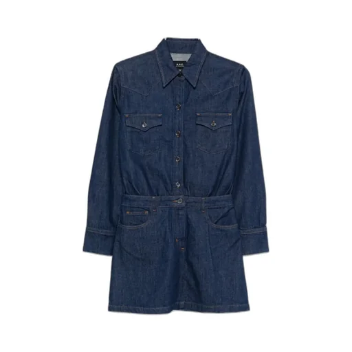 A.P.C. Long Sleeved Denim Mini Dress