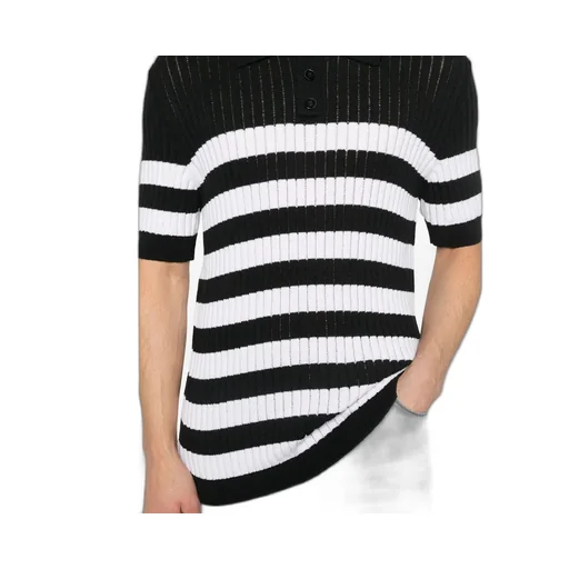 Balmain Stripe Patterned Short-Sleeve Knit Polo Shirt
