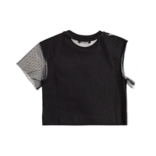 Balmain Kids Crewneck Tulle-Sleeved T-Shirt