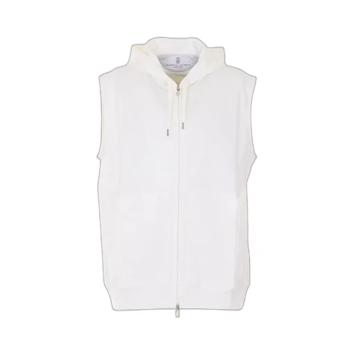 Brunello Cucinelli Zip-Up Sleeveless Drawstring Hoodie