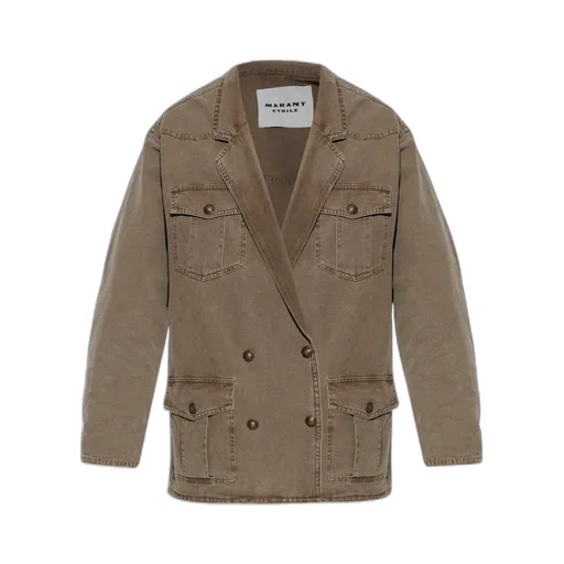 Double-Breasted Long-Sleeved Denim Jacket