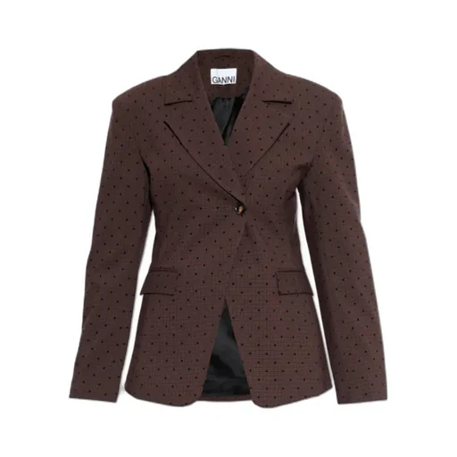 Ganni Single-Breasted V-Neck Blazer