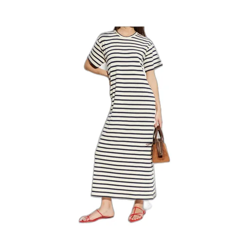 Jil Sander+ Short Sleeve Stripe Pattern Dress