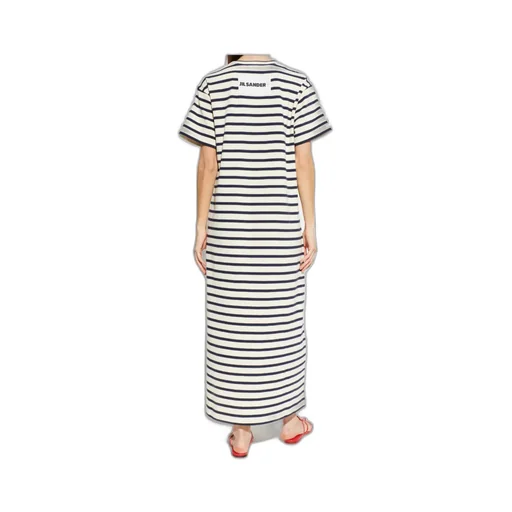 Jil Sander+ Short Sleeve Stripe Pattern Dress
