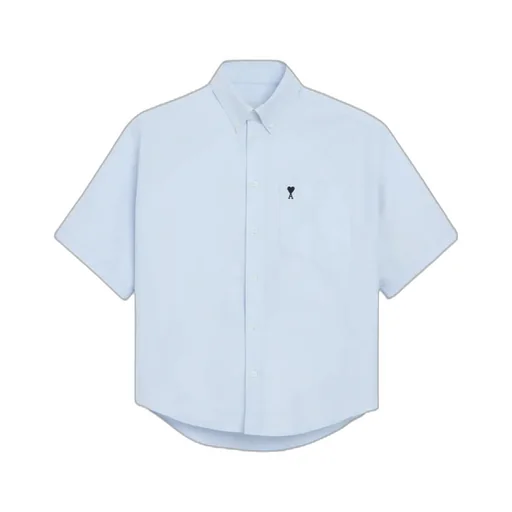 Ami Paris Short-Sleeved Curved Hem Shirt